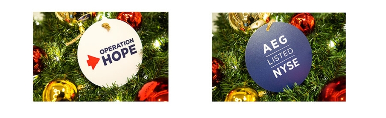 Aegon and Operation Hope custom ornaments